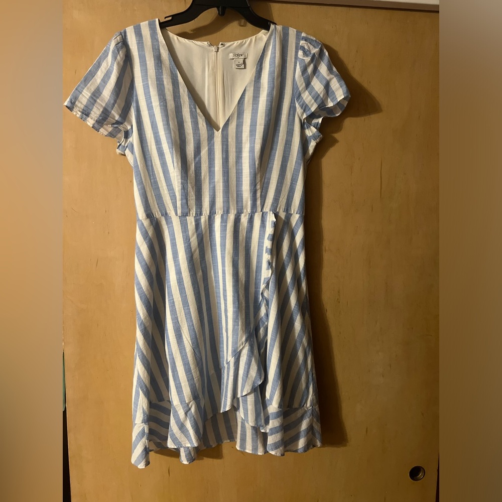 J. Crew striped faux wrap dress